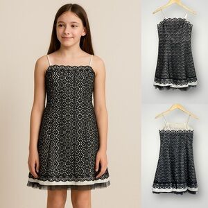Jessica McClintock | Dress Occasion Party Dance Lace Overlay Tulle Hem Youth